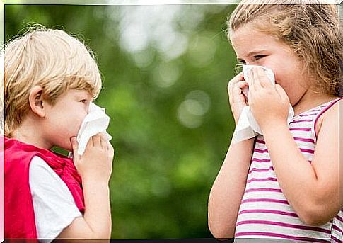 children blowing their nose