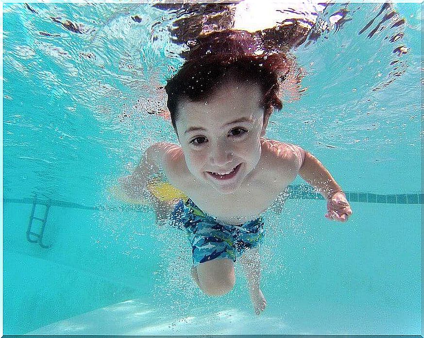 child in the pool