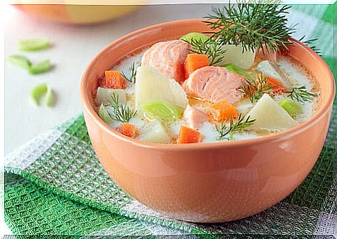 salmon and vegetable soup